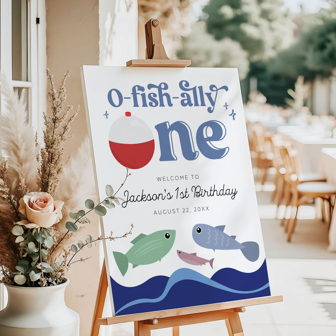 O-Fish-Ally One Retro Brithday Welcome Sign