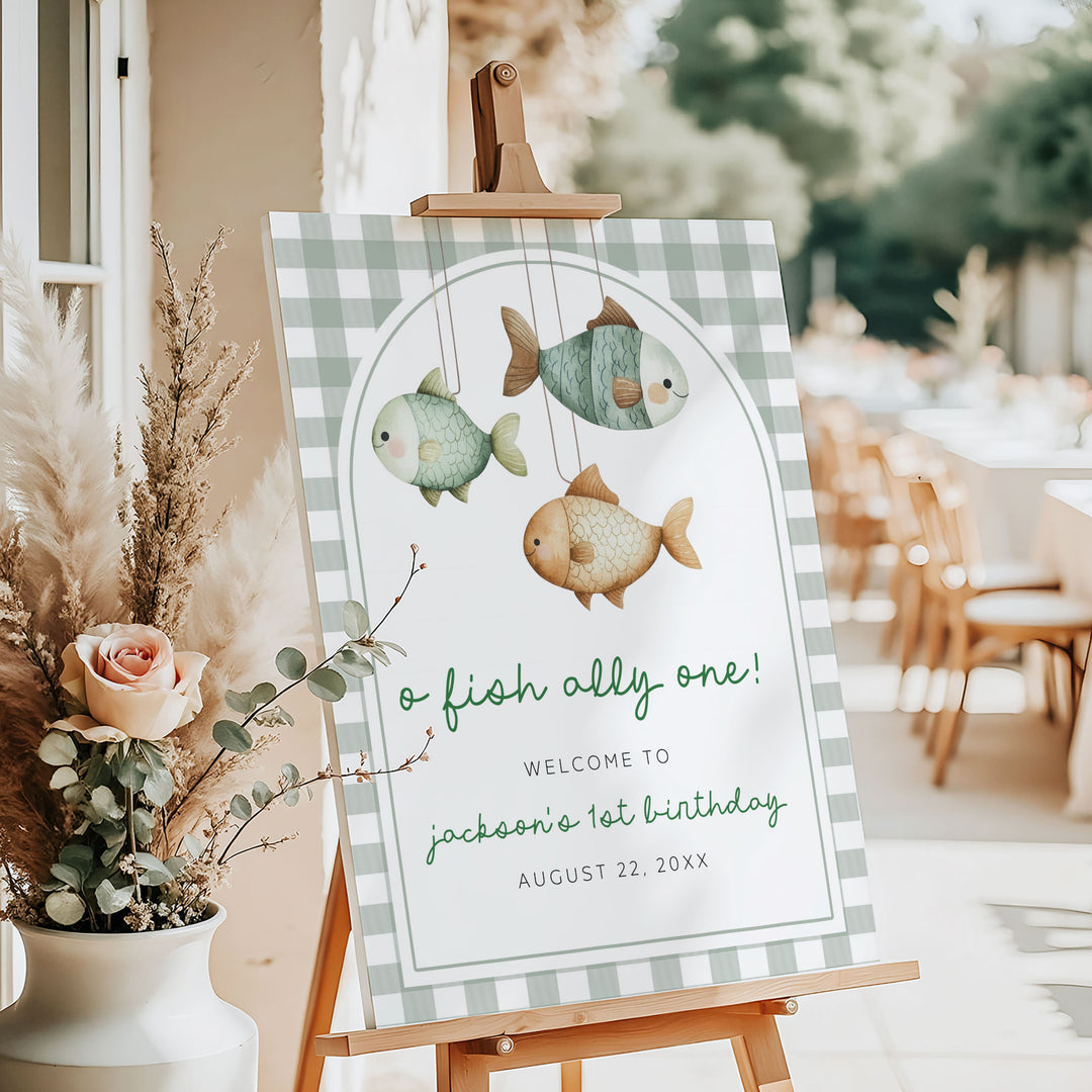 O-Fish-Ally One Gingham Welcome Sign