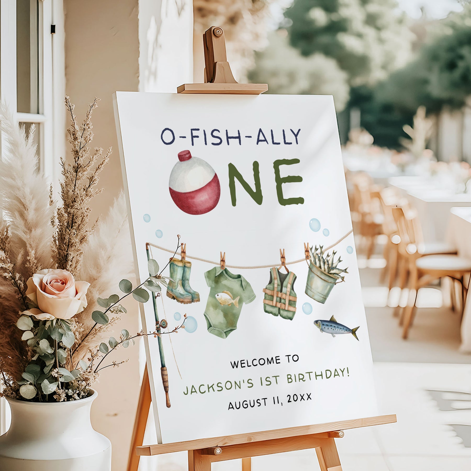 Welcome Tooffish O-Fish-Ally One Fishing Line Editable Welcome Sign Template ...