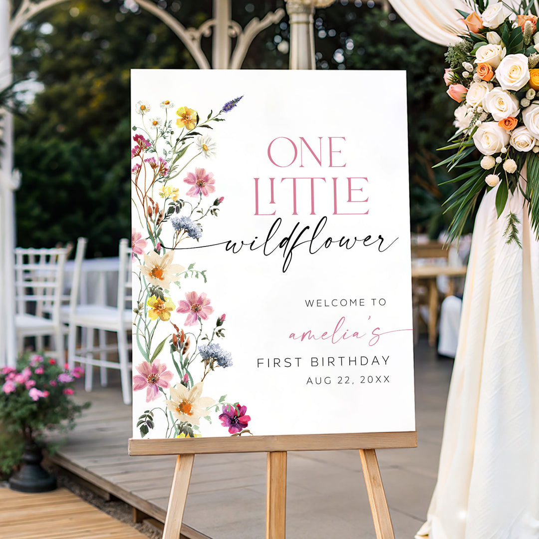 1st Birthday Little Wildflower Welcome Sign