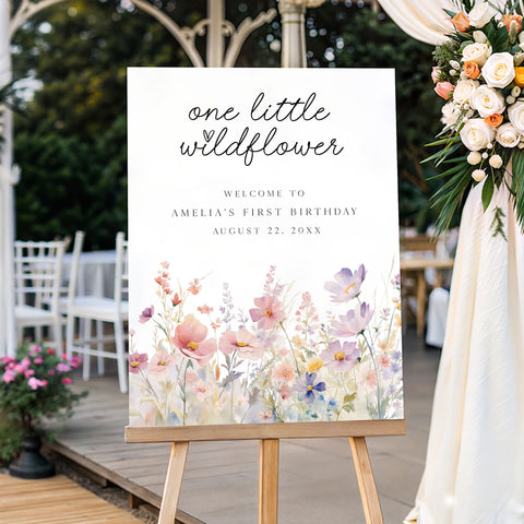 One Little Wildflower Meadow Birthday Welcome Sign