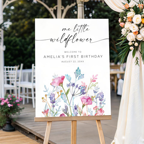 One Little Purple Wildflower Welcome Sign