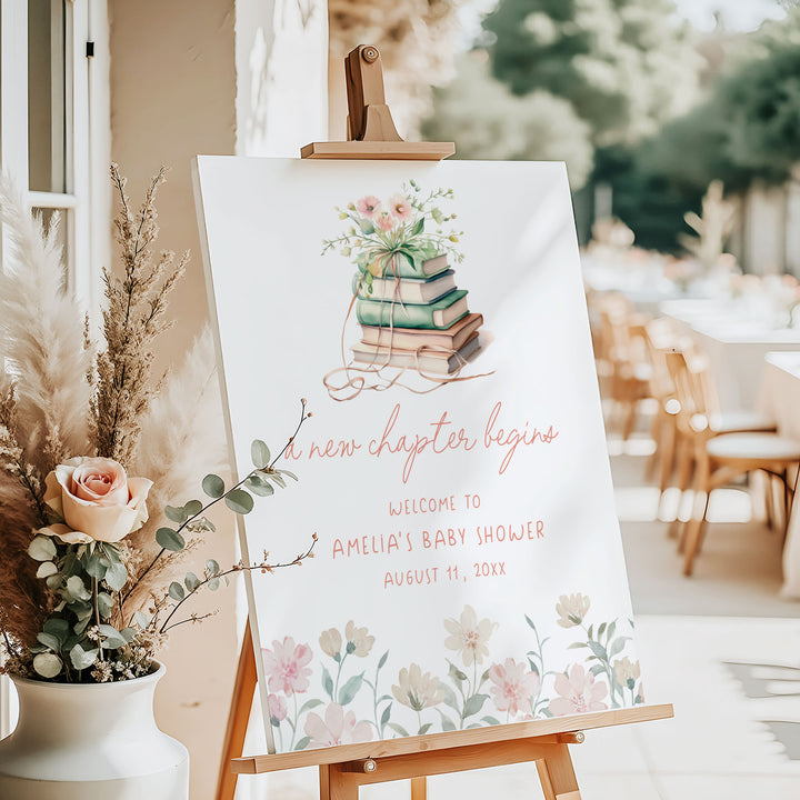 Pink Floral New Chapter Welcome Sign