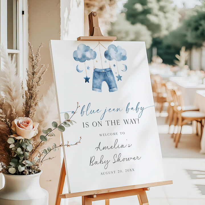 Blue Jean Baby Mobile Welcome Sign