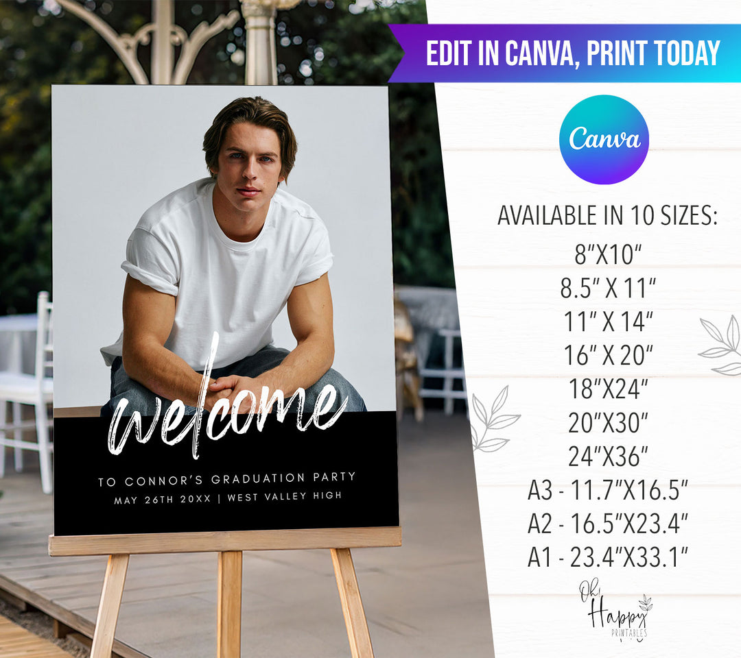 Modern Photo Graduation Welcome Sign Template