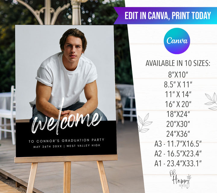 Modern Photo Graduation Welcome Sign Template