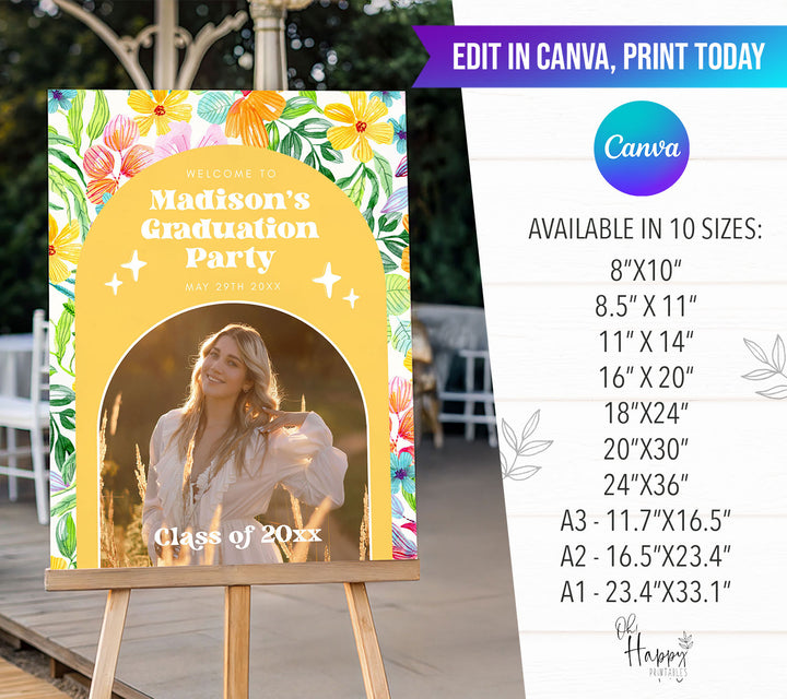 Tropical Photo Graduation Welcome Sign Template
