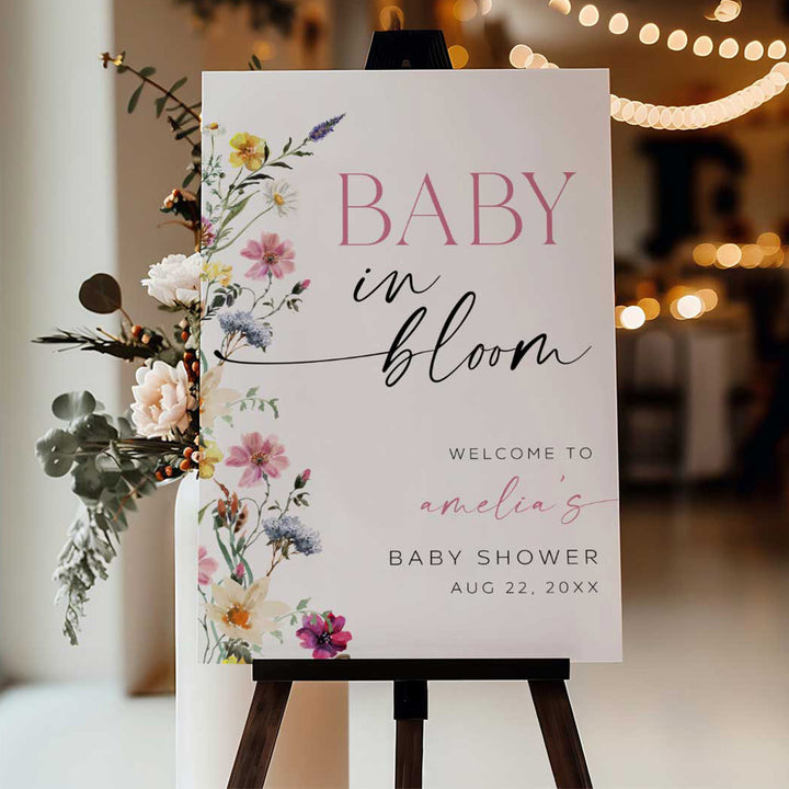 Baby In Bloom Border Welcome Sign
