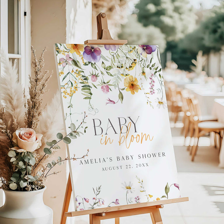 Baby In Bloom Yellow Welcome Sign