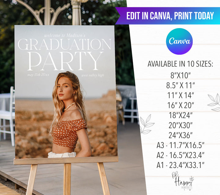 Magazine Style Photo Graduation Welcome Sign Template