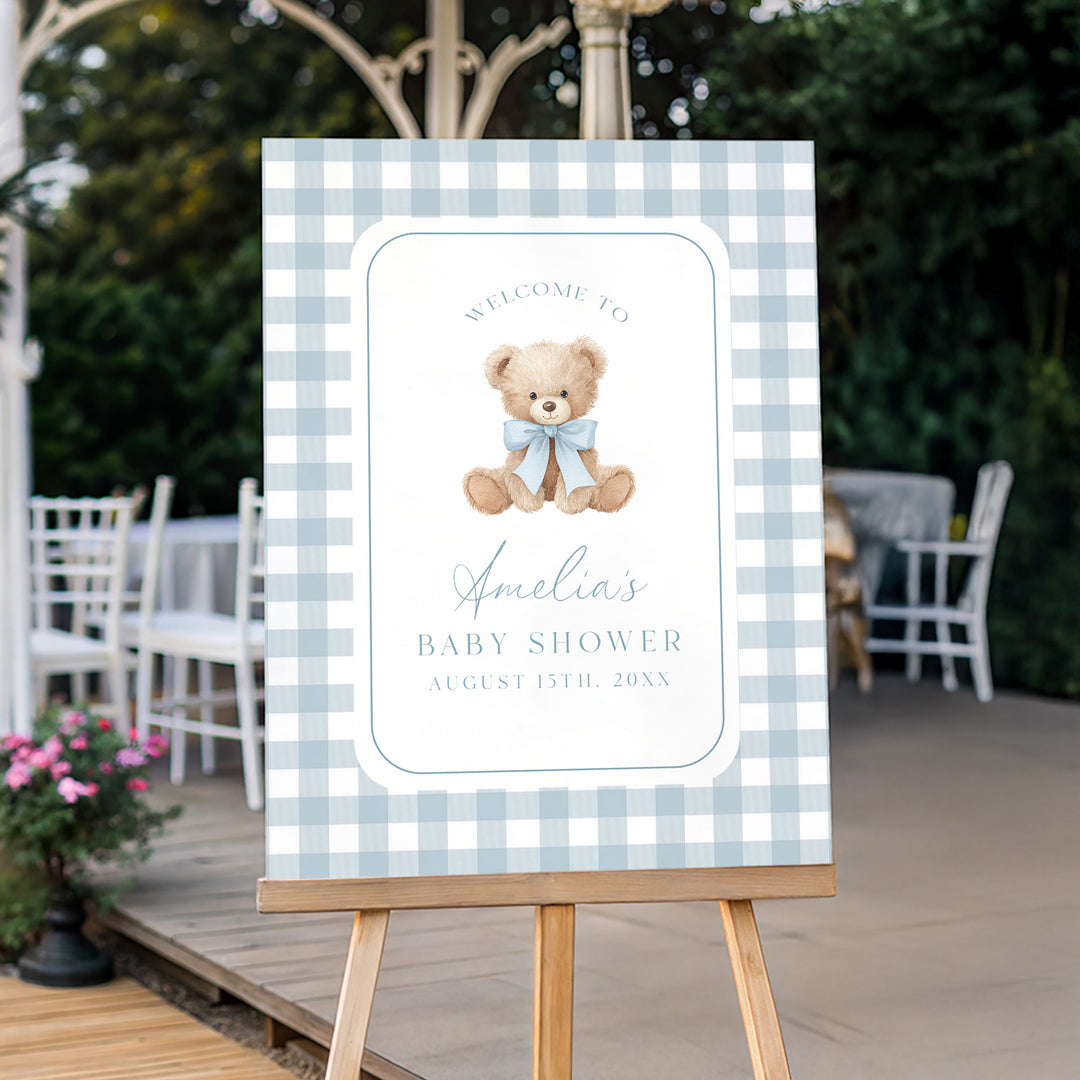 We Can Bearly Wait Blue Welcome Sign