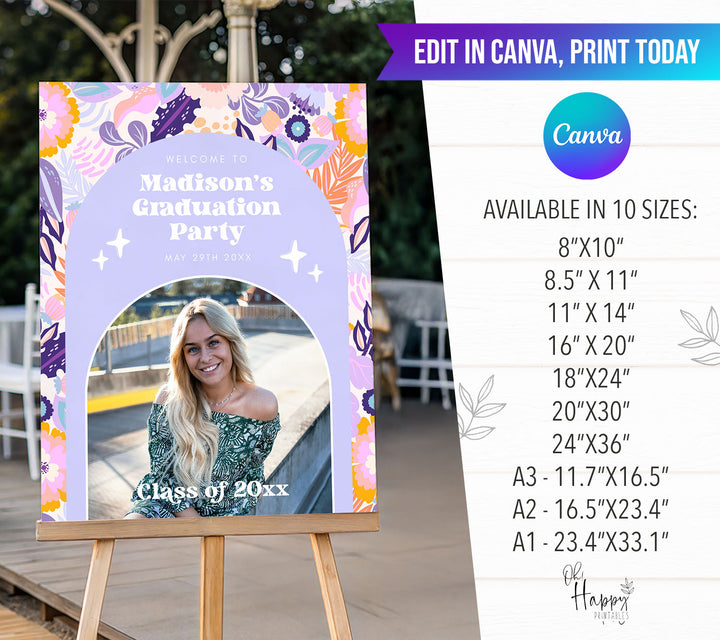 Lilac Graduation Welcome Sign Template