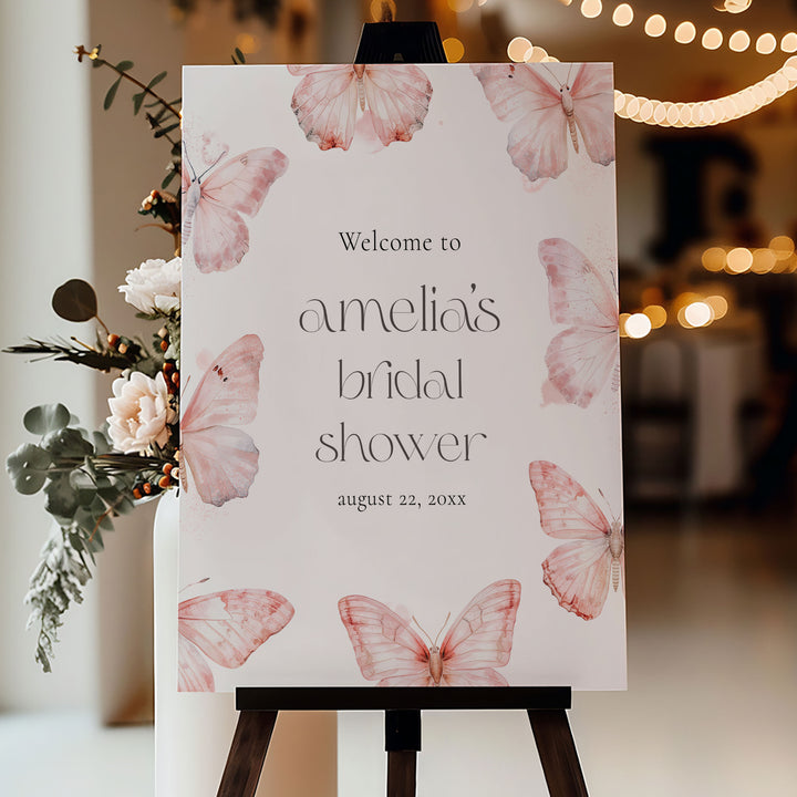 Simple Pink Lifetime Of Butterflies Welcome Sign