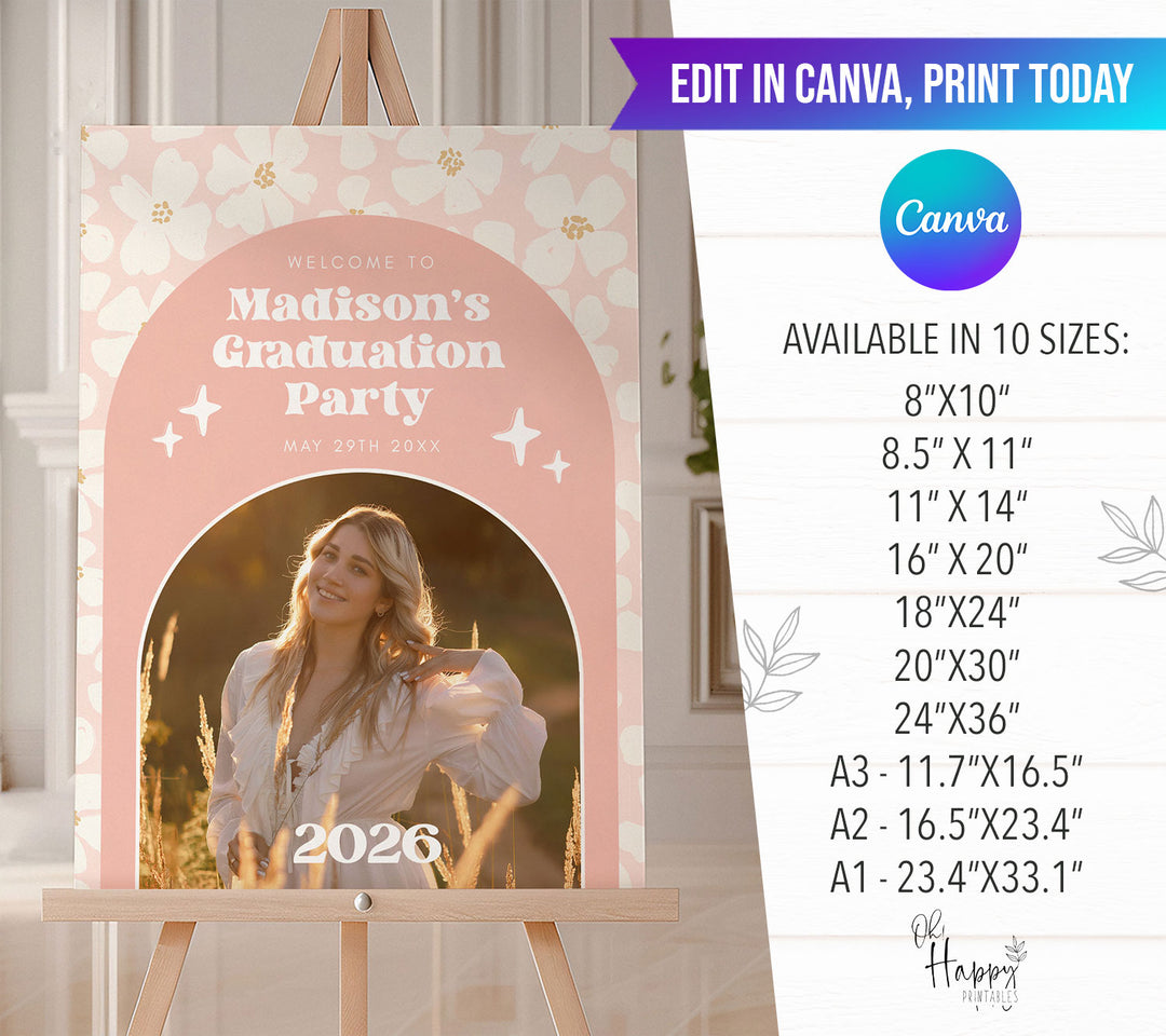 Daisy Graduation Welcome Sign Template