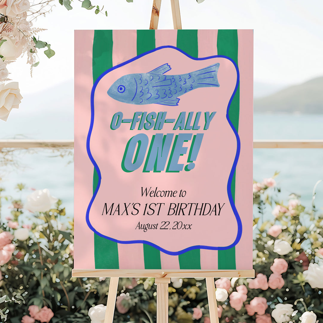 O-Fish-Ally One Wavy Striped Welcome Sign