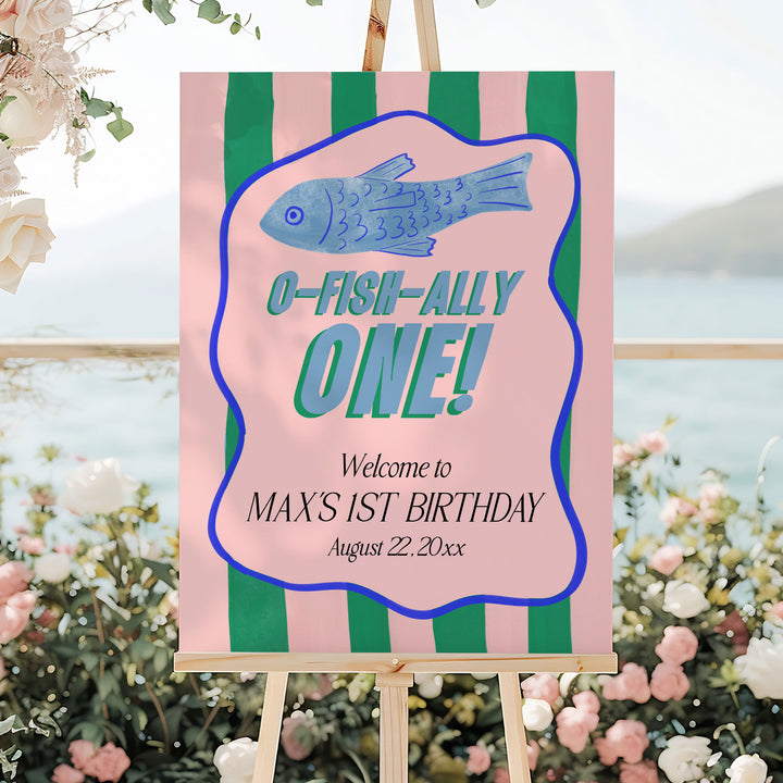 O-Fish-Ally One Wavy Striped Welcome Sign