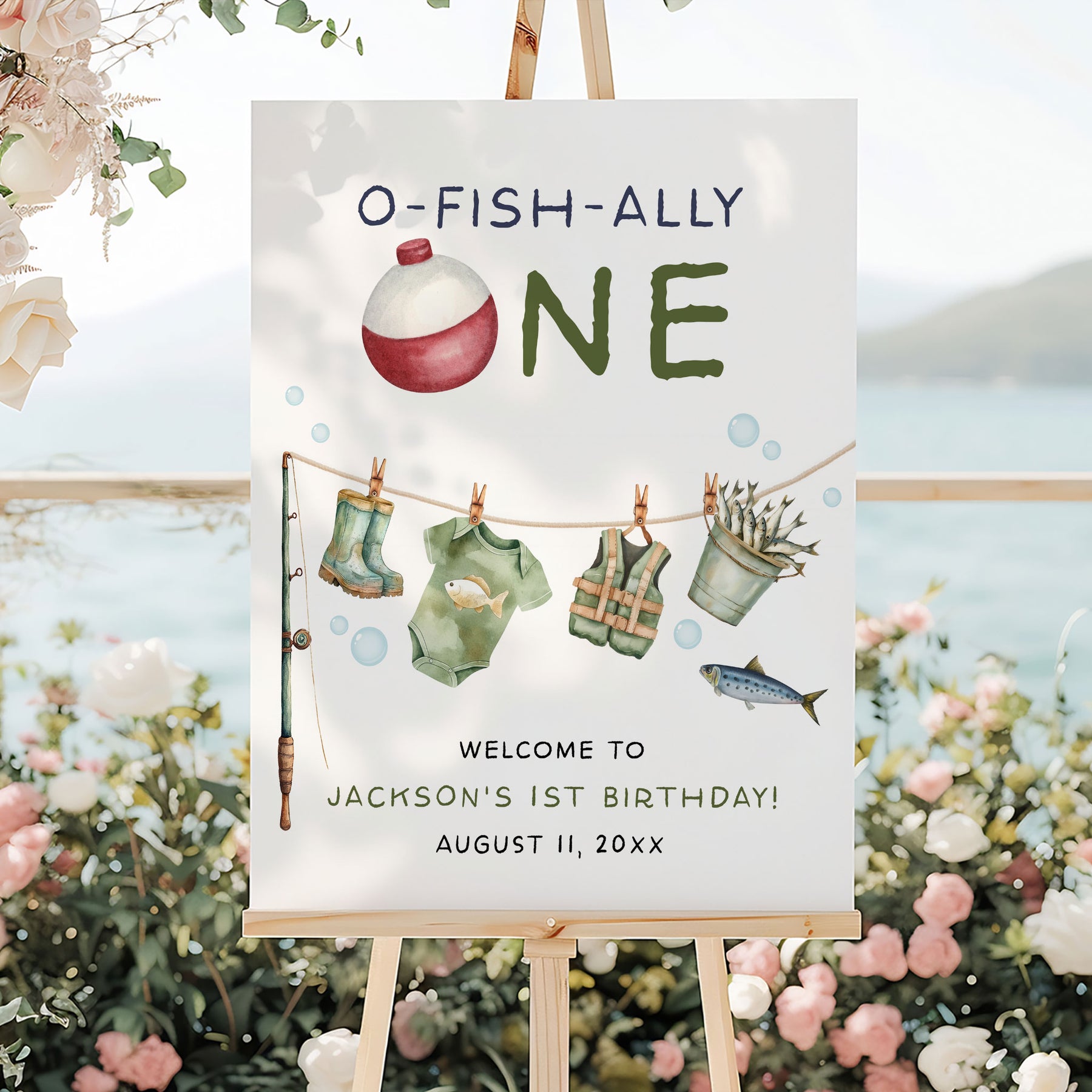 Welcome Tooffish O-Fish-Ally One Fishing Line Editable Welcome Sign Template ...