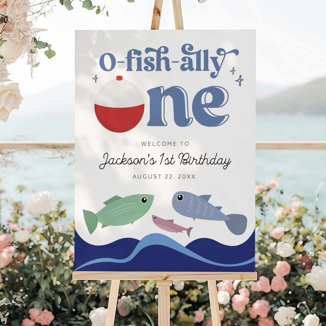 O-Fish-Ally One Retro Brithday Welcome Sign