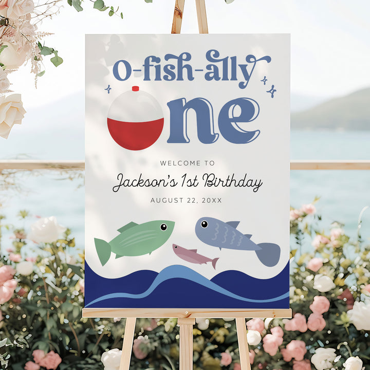 O-Fish-Ally One Retro Brithday Welcome Sign