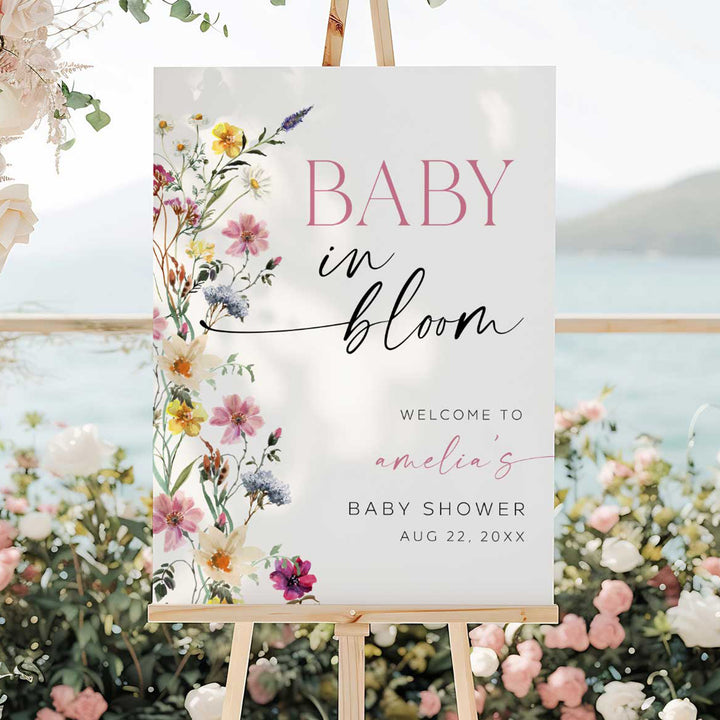 Baby In Bloom Border Welcome Sign