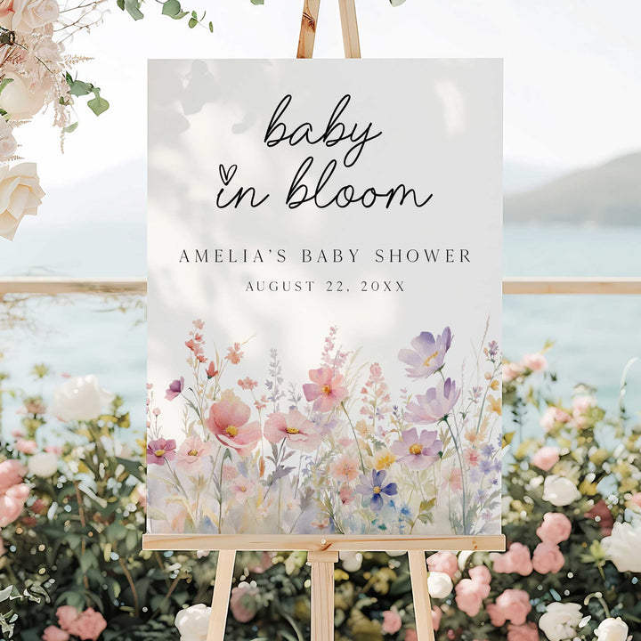 Baby In Bloom Meadow Welcome Sign