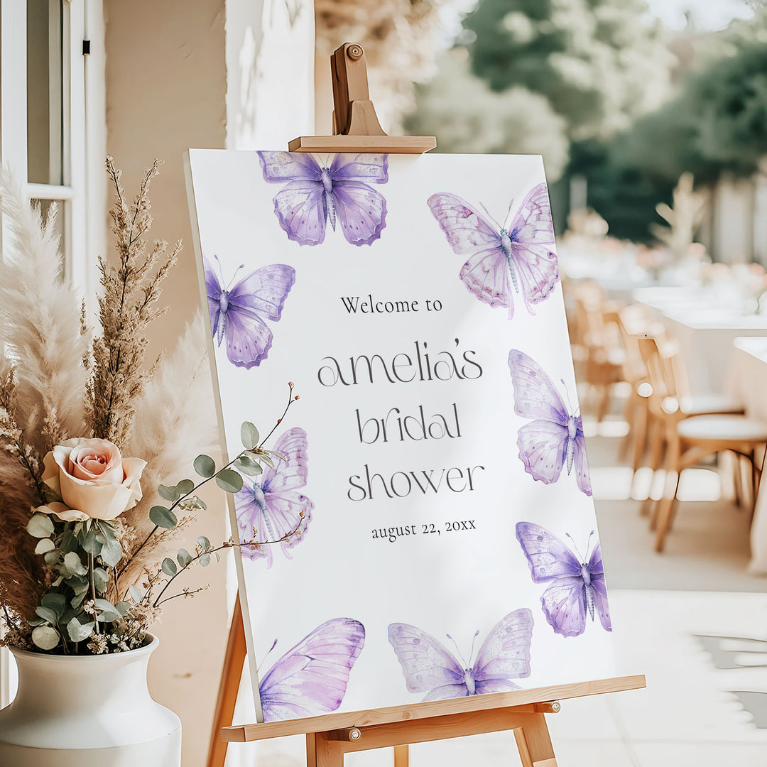 Simple Purple Lifetime Of Butterflies Welcome Sign