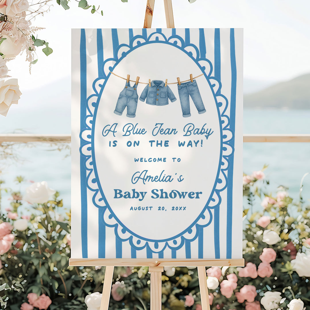 Blue Jean Baby Whimsical Welcome Sign