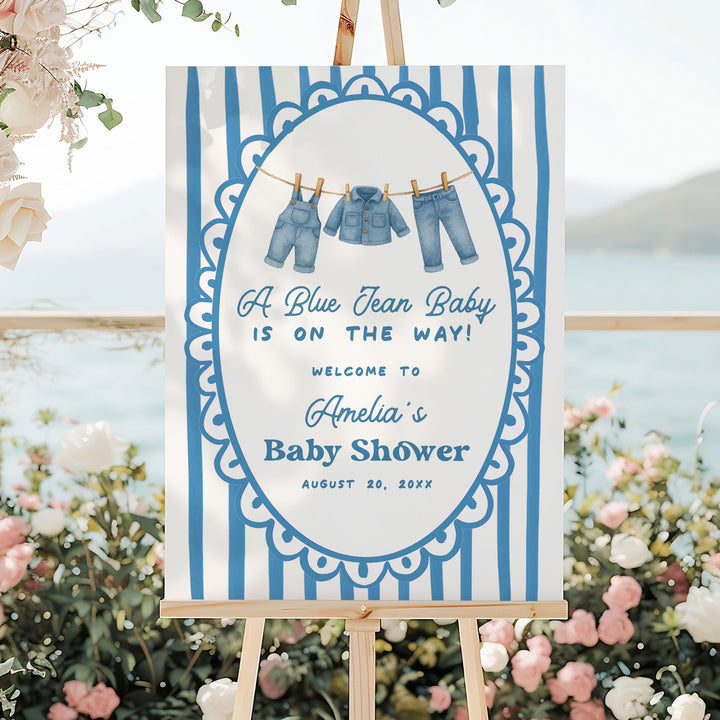 Blue Jean Baby Whimsical Welcome Sign