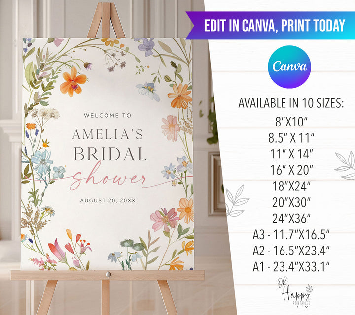 Wildflower Bridal Welcome Sign