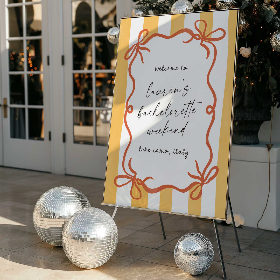 Ciao Bella Striped Bridal Shower Welcome Sign