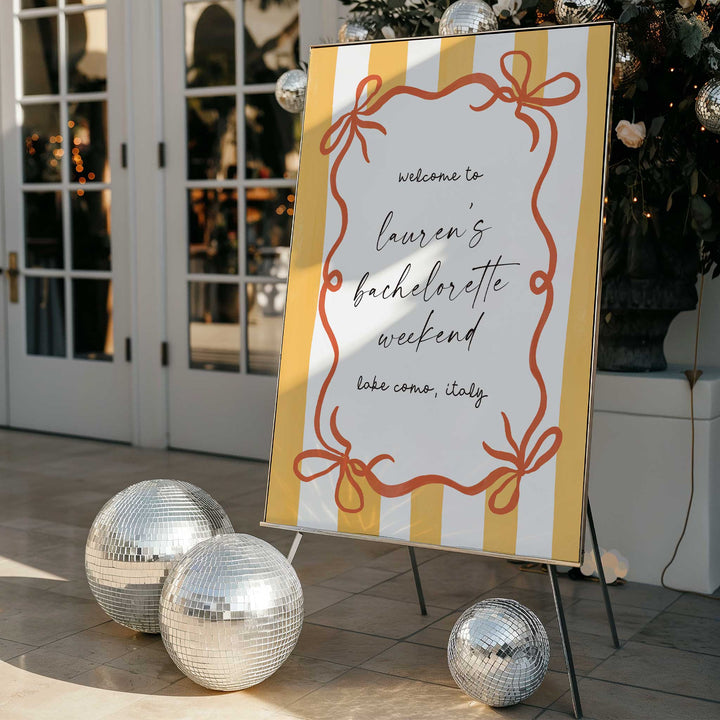 Ciao Bella Striped Bridal Shower Welcome Sign