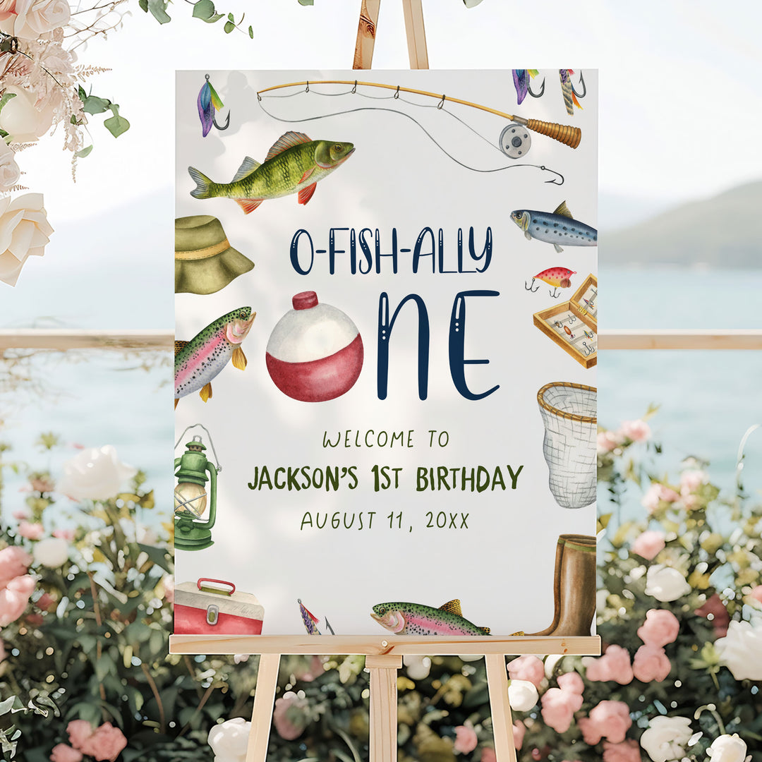 Welcome Tooffish O-Fish-Ally One Fishing Border Editable Welcome Sign Template ...
