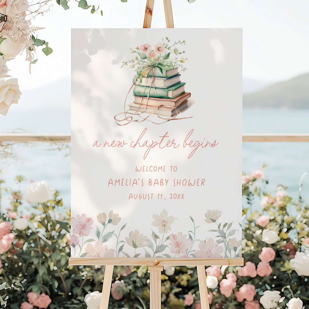 Pink Floral New Chapter Welcome Sign