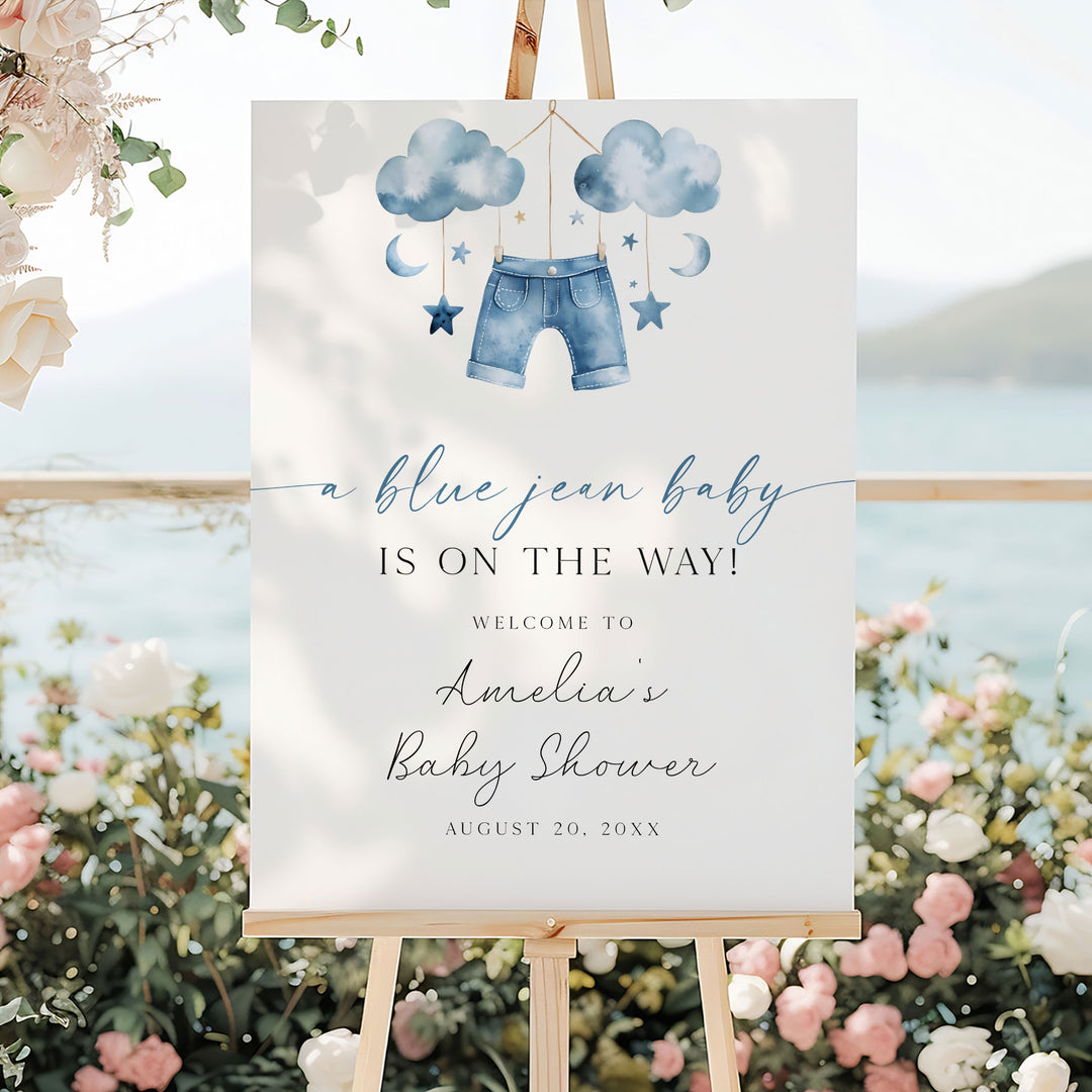 Blue Jean Baby Mobile Welcome Sign
