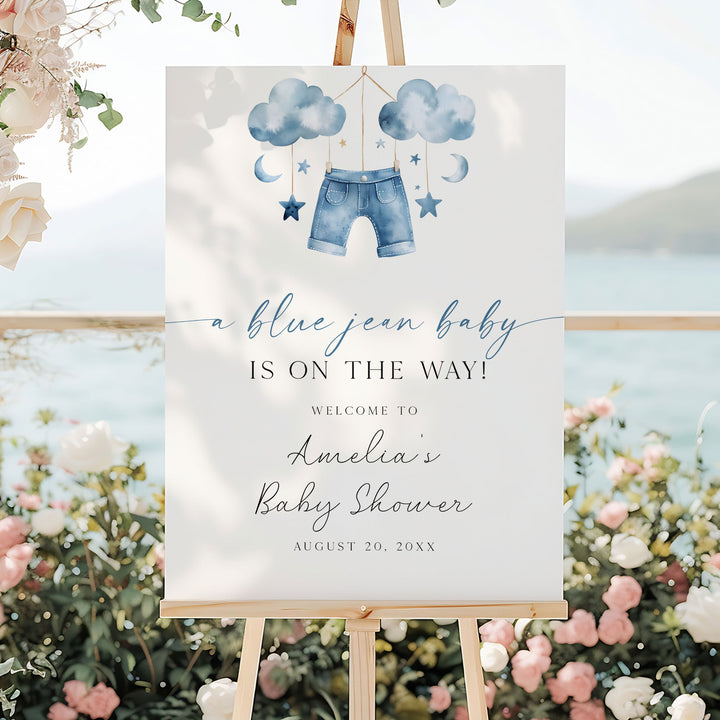 Blue Jean Baby Mobile Welcome Sign