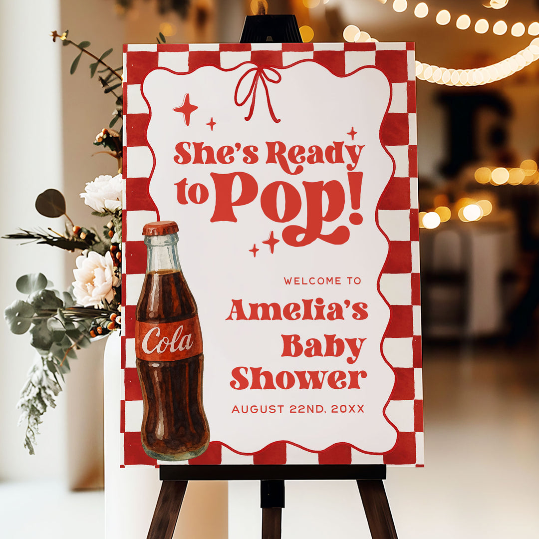 She's Ready To Pop Welcome Sign Template – OhHappyPrintables