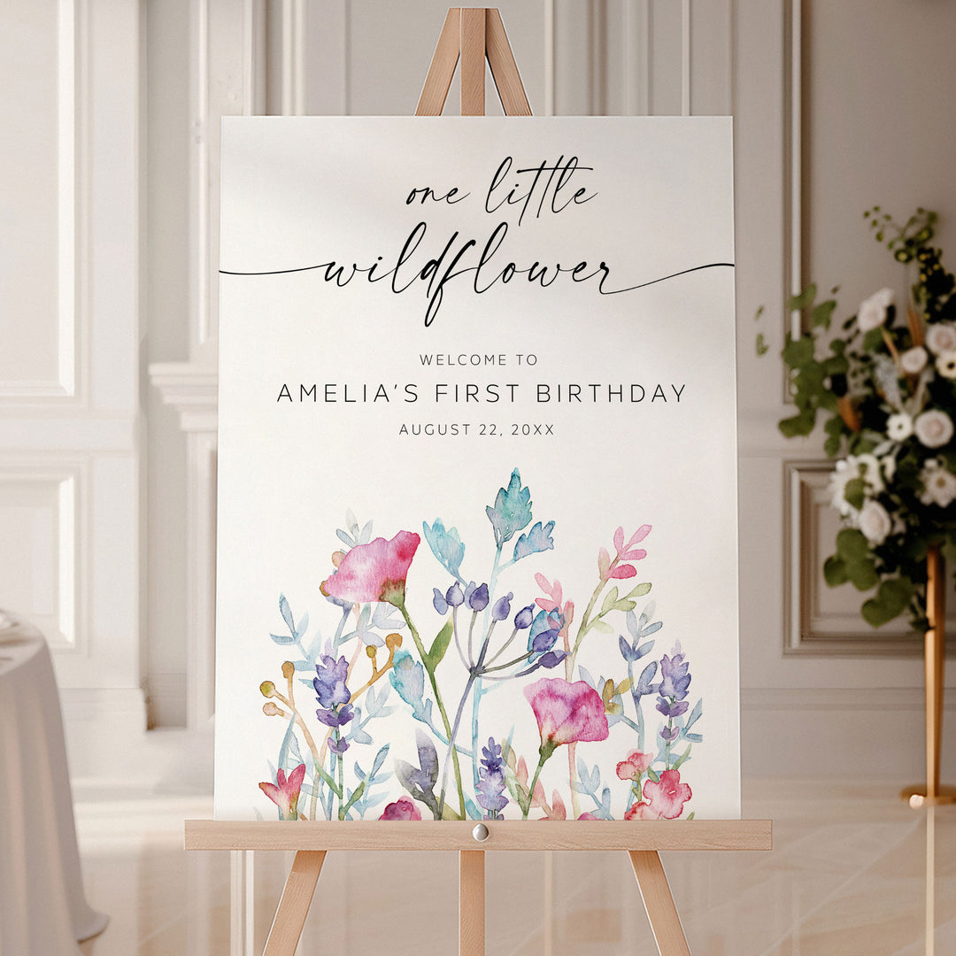 One Little Purple Wildflower Welcome Sign