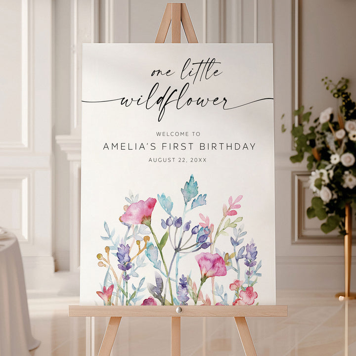 One Little Purple Wildflower Welcome Sign