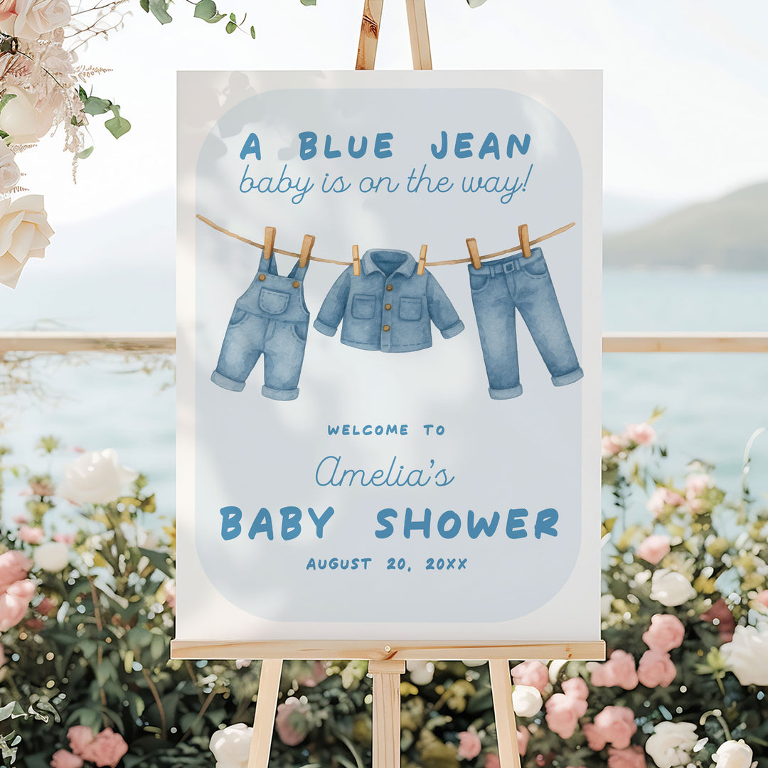 Blue Jean Baby Bubble Welcome Sign