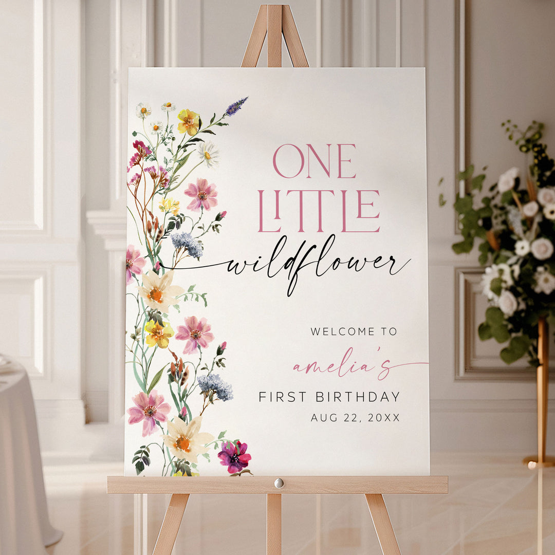 1st Birthday Little Wildflower Welcome Sign