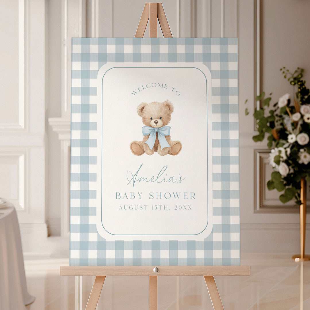 We Can Bearly Wait Blue Welcome Sign