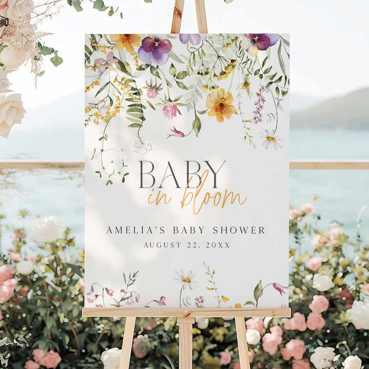 Baby In Bloom Yellow Welcome Sign