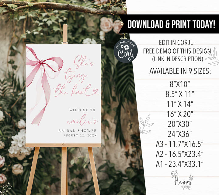 She's Tying the Knot Bridal Shower Welcome Signs