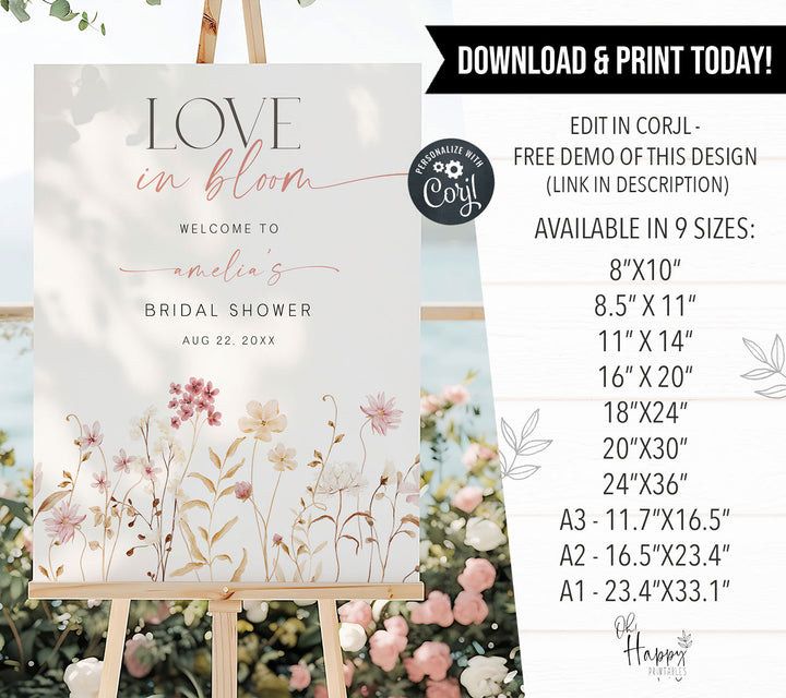 Boho Love In Bloom Welcome Sign