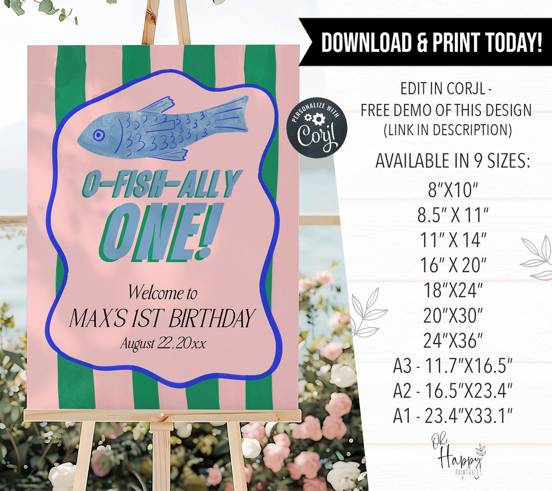 O-Fish-Ally One Wavy Striped Welcome Sign