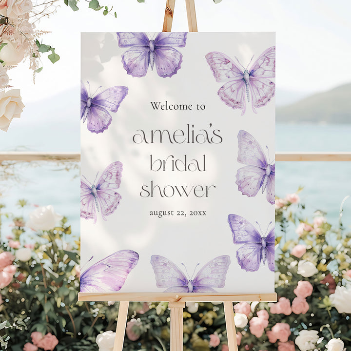 Simple Purple Lifetime Of Butterflies Welcome Sign
