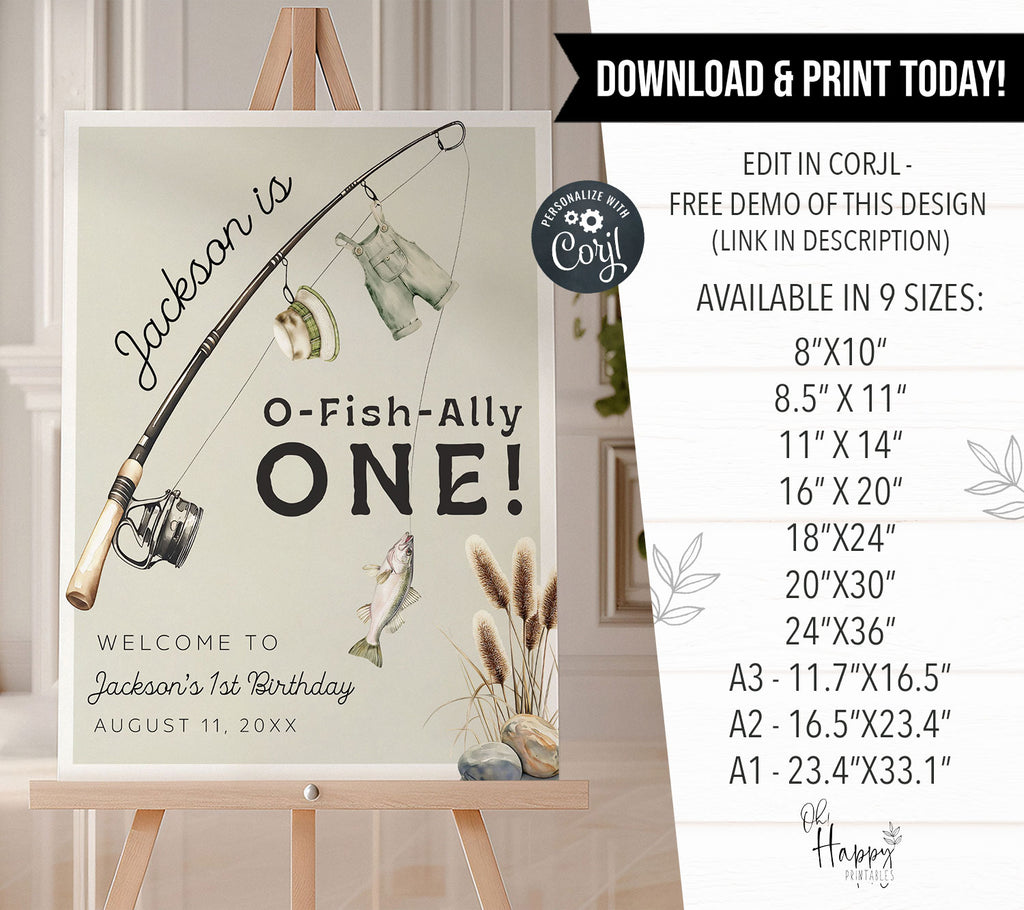 Welcome Tooffish O-Fish-Ally One Rod Editable Welcome Sign Template – OhHappyPrintables
