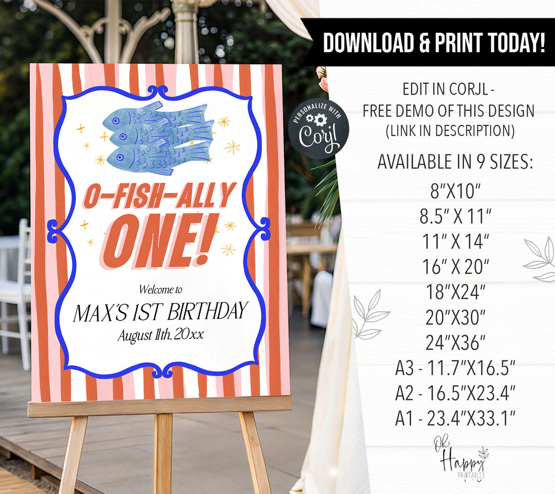 O-Fish-Ally One Sardine Striped Welcome Sign