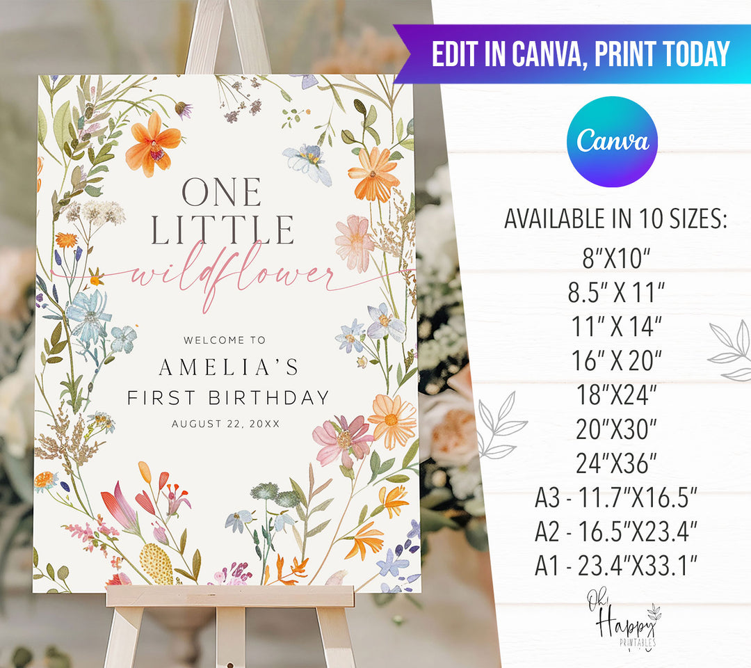 One Little Wildflower Birthday Welcome Sign