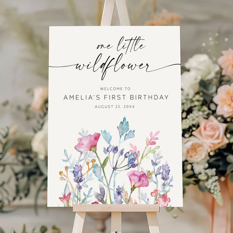 One Little Purple Wildflower Welcome Sign